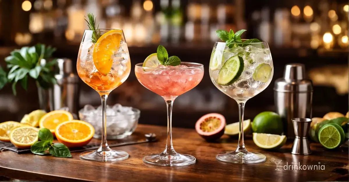 Bezalkoholowe drinki podane jak klasyczne koktajle – eleganckie szkło, lód, cytrusy i dekoracje barowe.